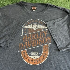 Harley-Davidson T-Shirt Mens 3XL Gray Skull Wings Motorcycles Thiensville, WI